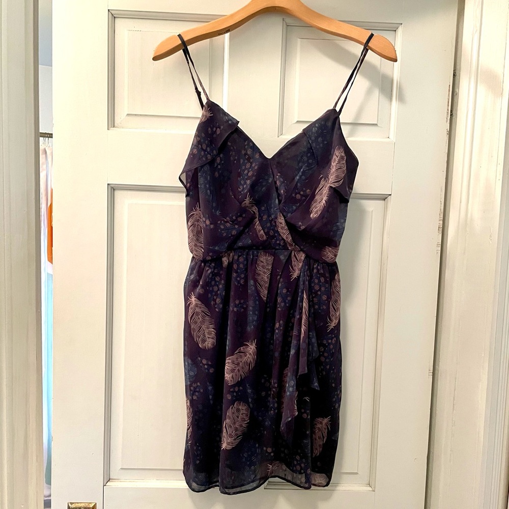 Ruffle Feather Print Dress
